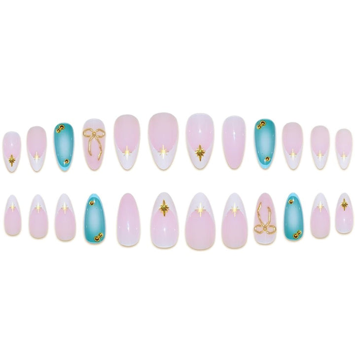 Artistic Stiletto Nail Art Set with Gold Accents Kalsten