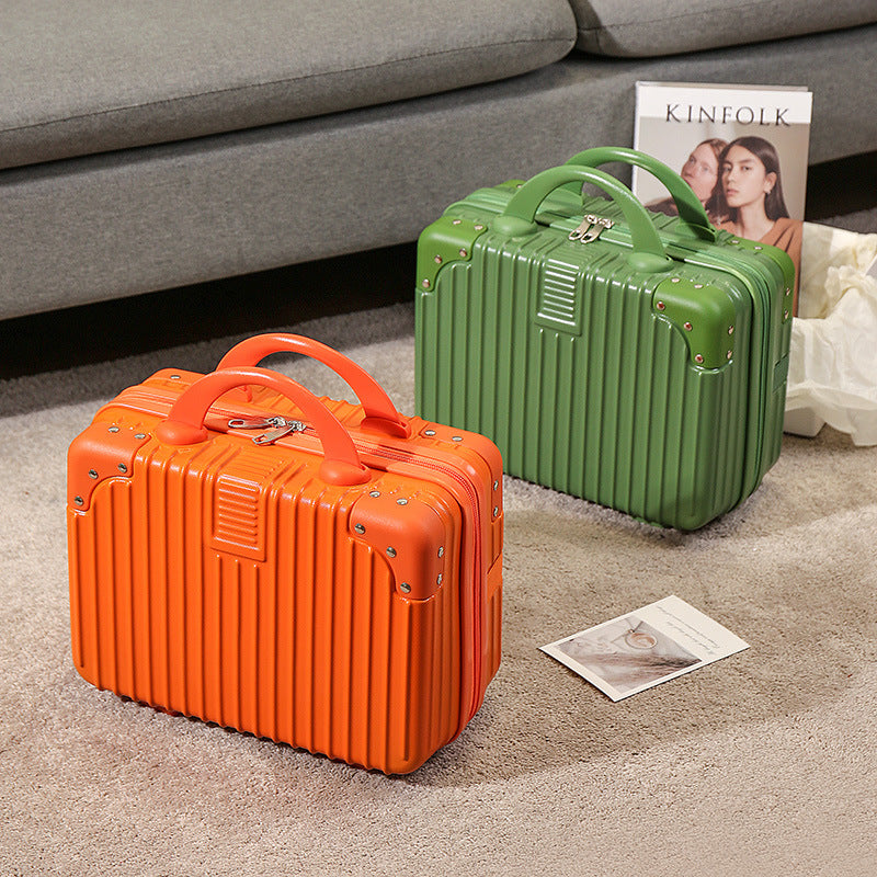 compact hard-shell travel vanity cosmetic and tech organizer with ribbed shell reinforced corners removable padded insert Kalsten