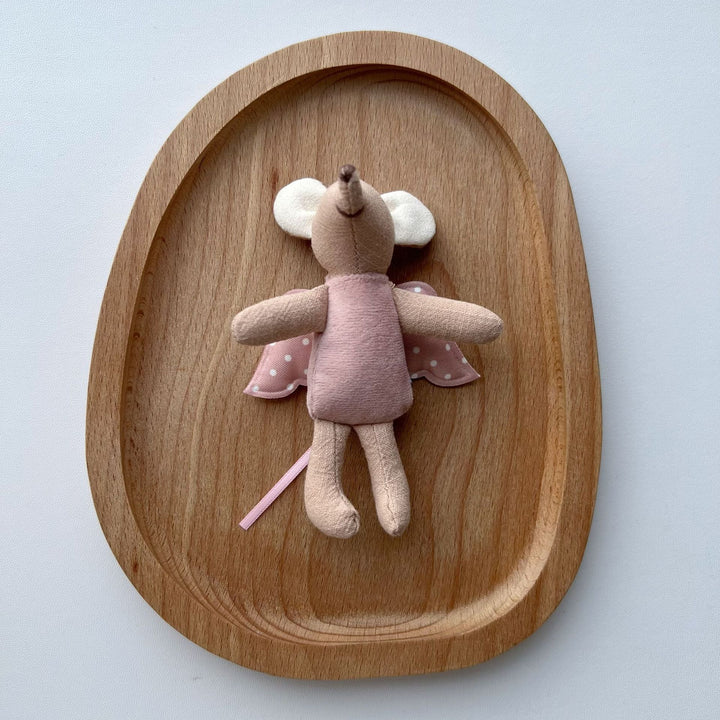 Miniature Artisan Fabric Mouse Doll with Winged Cape