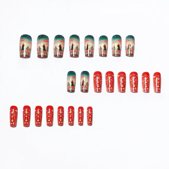 Artificial nails with Romantic Couple motif Kalsten
