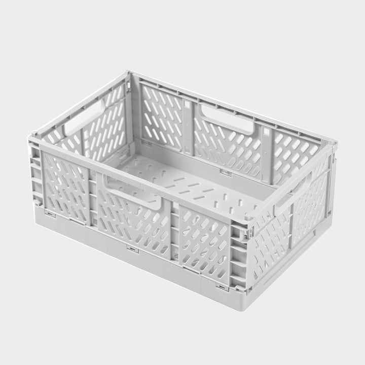 Foldable multi-purpose transport box with ventilation profile and ergonomic grip recesses