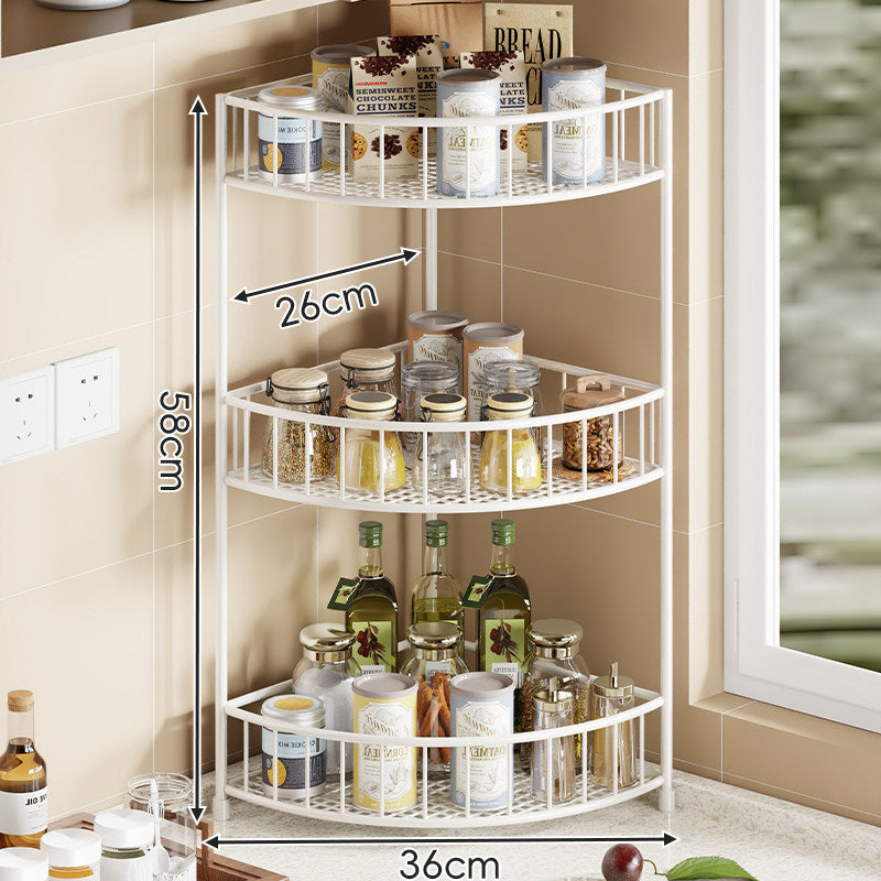 Triangular Triple-Tier Gold-Plated Corner Pantry & Spice Organizer