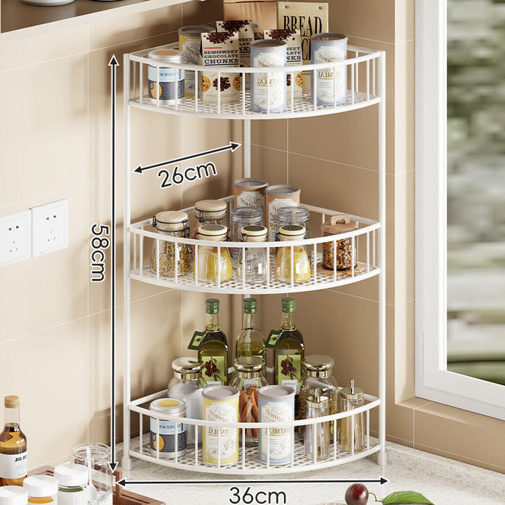 Triangular Triple-Tier Gold-Plated Corner Pantry & Spice Organizer