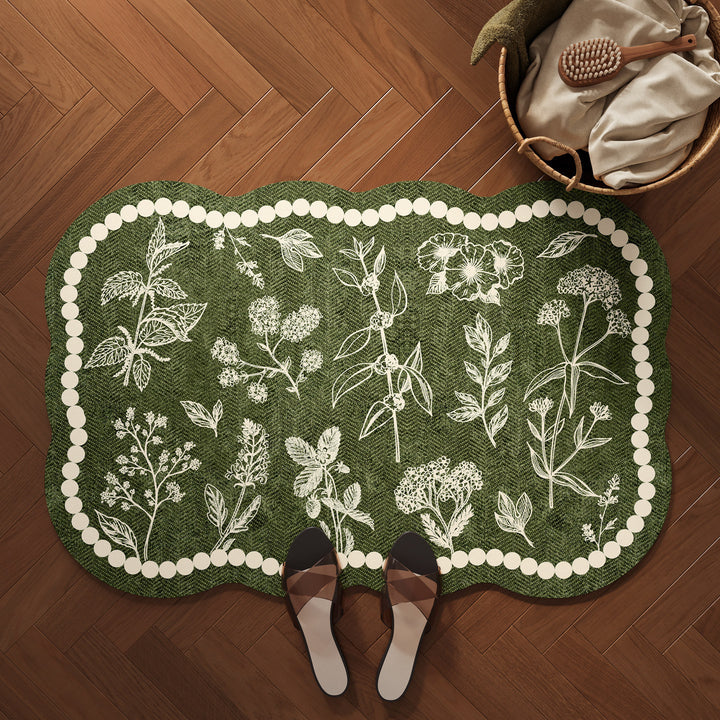 Decorative Botanical Pattern Bath Mat Kalsten