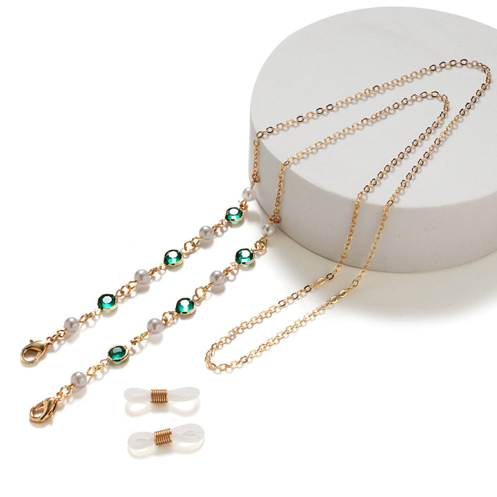 Elegant Pearl and Amethyst Eyewear Chain kalsten