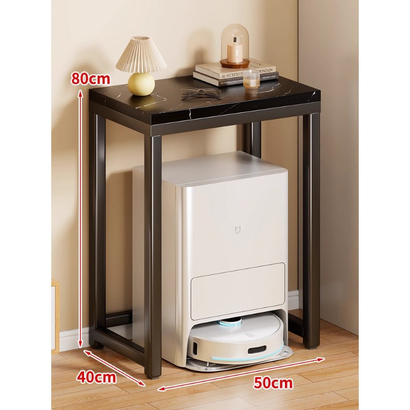 Marble Top Gold Metal Console Stand for Robot Vacuum Dock and Entryway Organizer