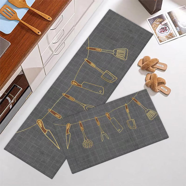 Marble-Pattern Kitchen Runner Mat Set Kalsten