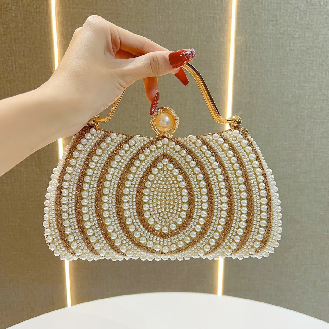 Luxurious Pearl-Decorated Evening Handbag