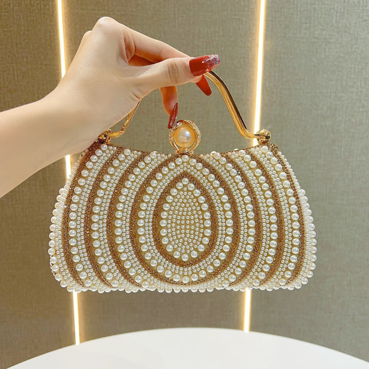 Luxurious Pearl-Decorated Evening Handbag