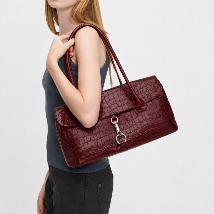 Elegant Crocodile Pattern Handbag