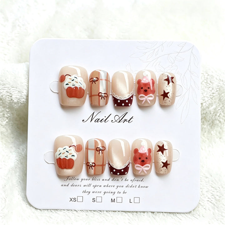 Whimsical Cupcake-Themed Press-On Nail Art Set Kalsten