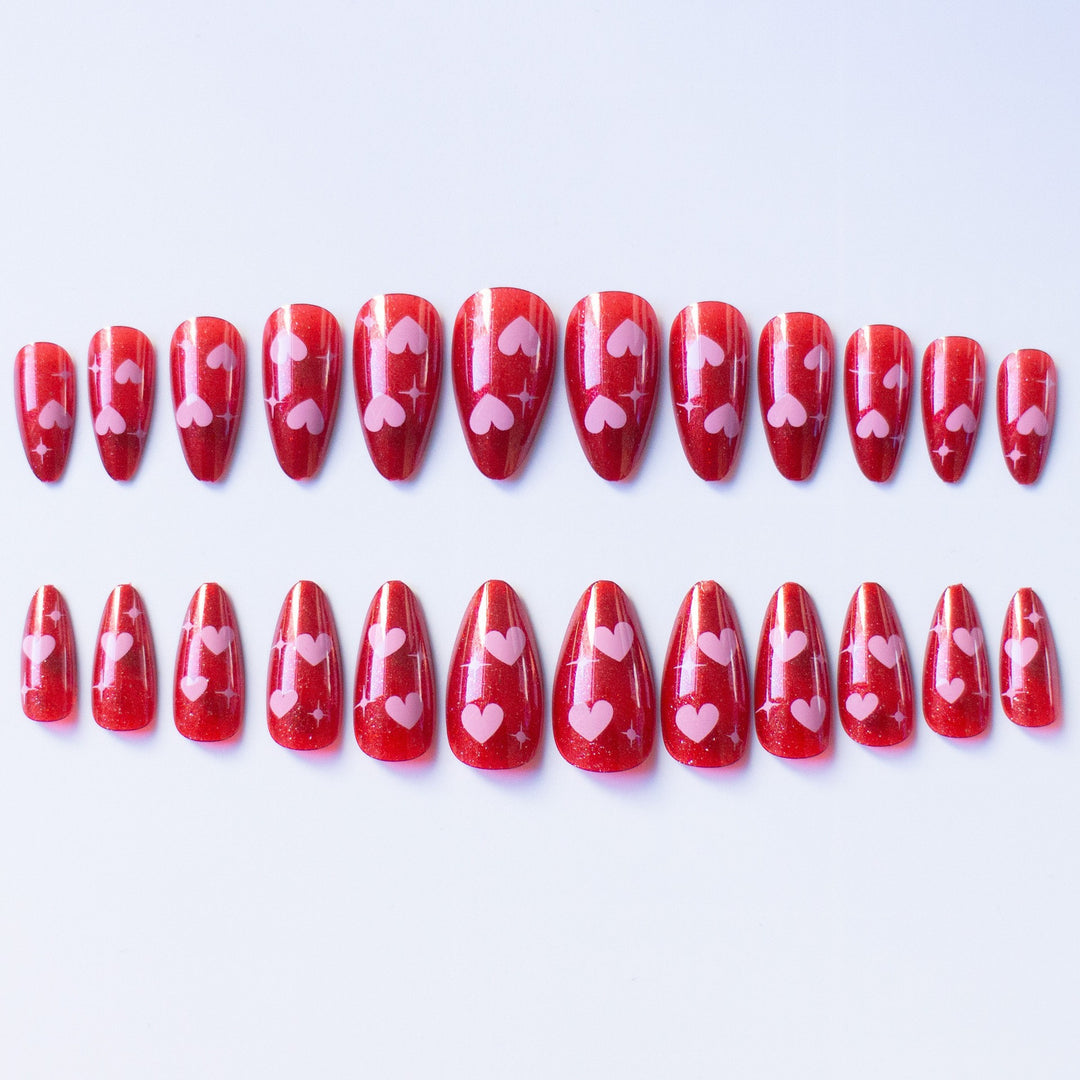 Romantic Heart-Patterned Nail Art Set