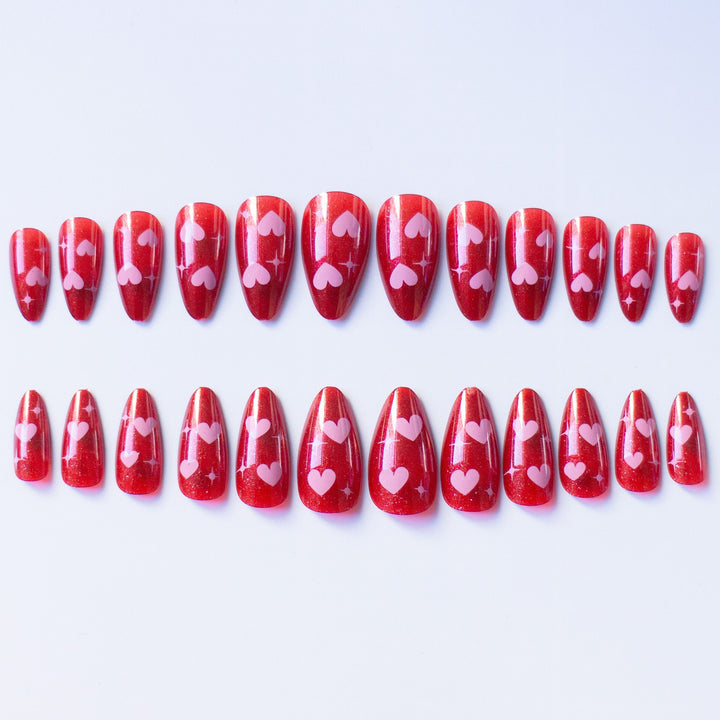 Romantic Heart-Patterned Nail Art Set