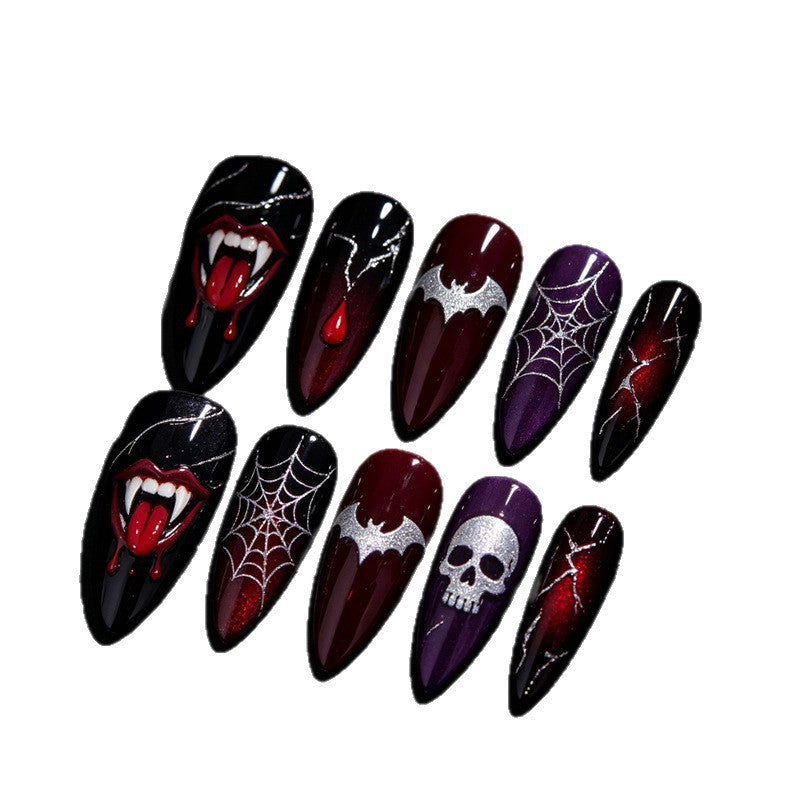 Halloween Fake Nail Set with Creepy Halloween Motifs Kalsten