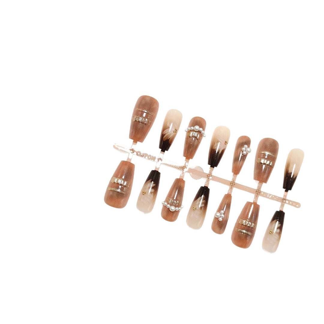 Artificial nail set with elegant ombre and pearl design Kalsten