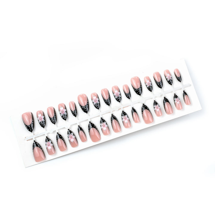 Artistic Press-On Nail Set with Floral Design Kalsten