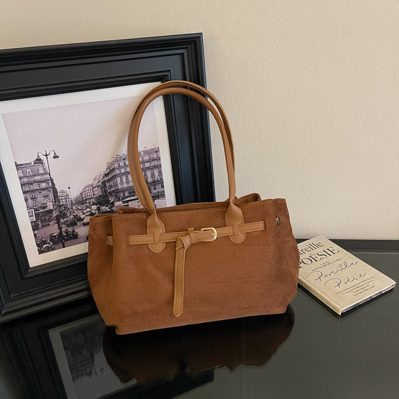 Suede Finish Everyday Handheld Bag