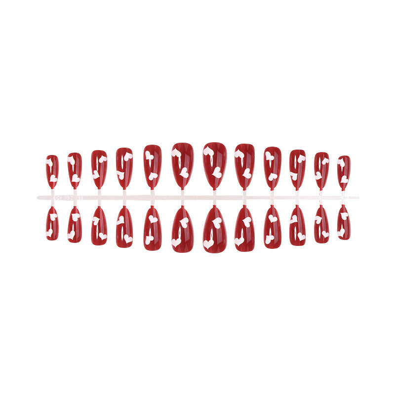 Acrylic nail set with romantic heart designs Kalsten