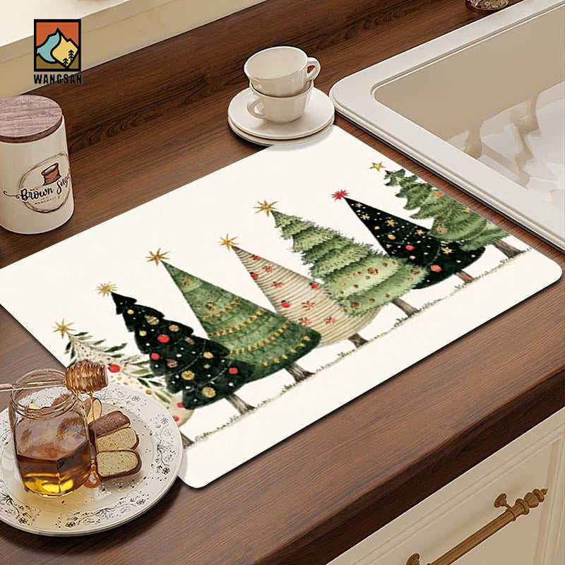 Festive Christmas-Themed Kitchen Mat