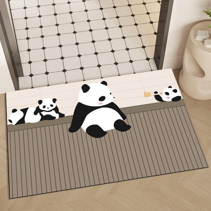 Playful Panda-Themed Bathroom Mat