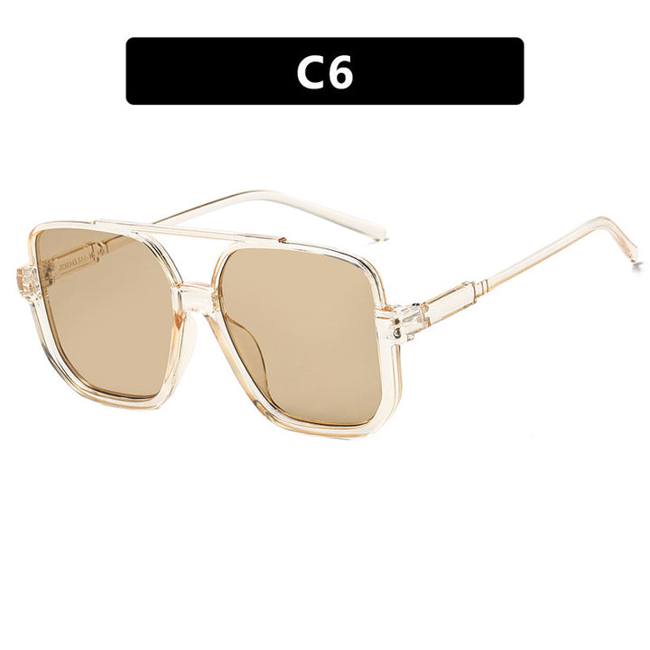Women's square sunglasses with transparent frame and green tinted lenses Kalsten