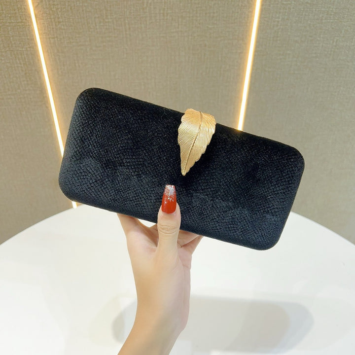 Elegant Leaf-Accent Evening Clutch