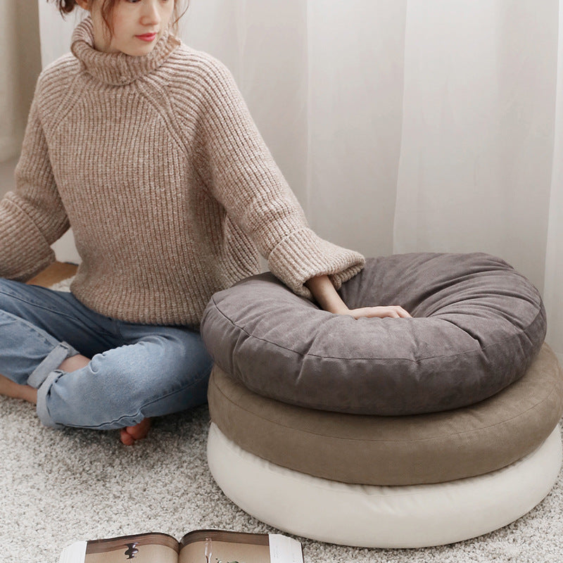 Round seat pouf with soft velvet cover, removable zipper, and shape-stable filling Kalsten