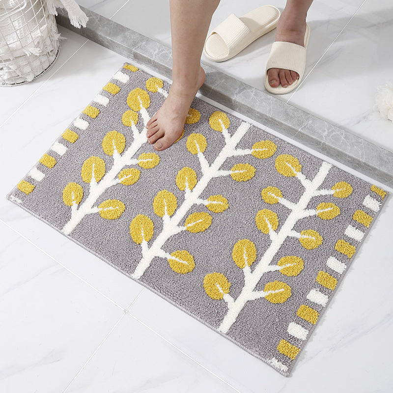 Floral Patterned Bath Mat for Bathroom