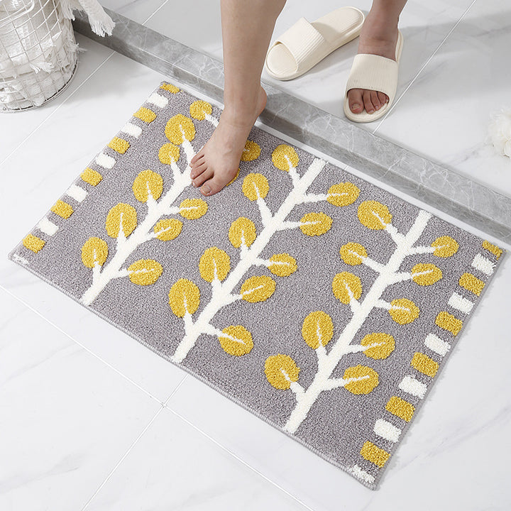 Floral Patterned Bath Mat for Bathroom
