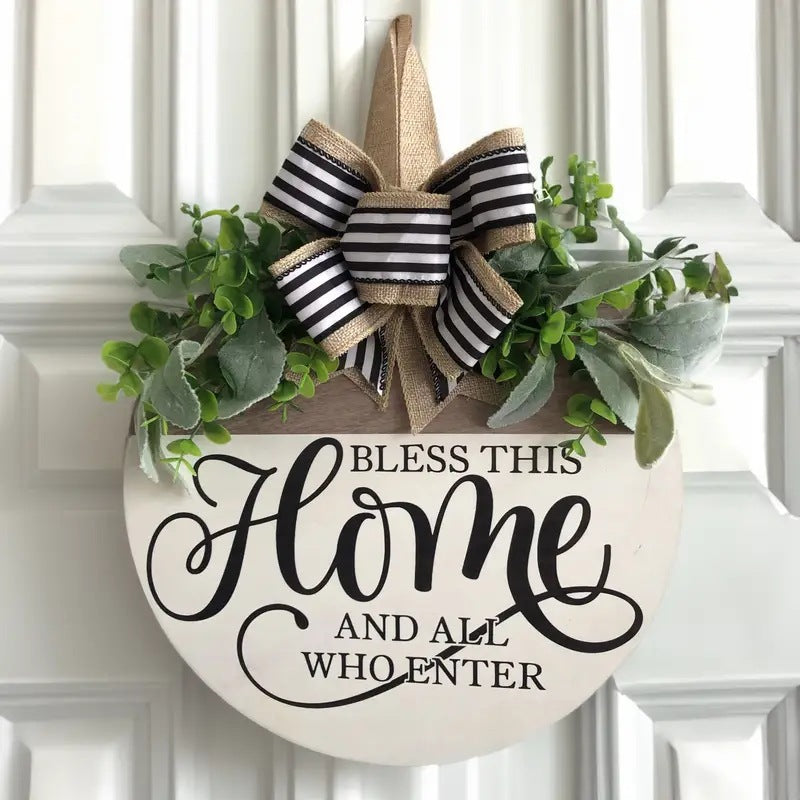 Decorative Wooden Wall Sign with Floral Accent