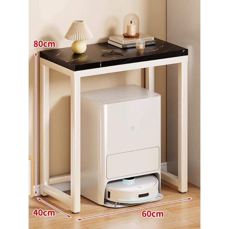 Marble Top Gold Metal Console Stand for Robot Vacuum Dock and Entryway Organizer
