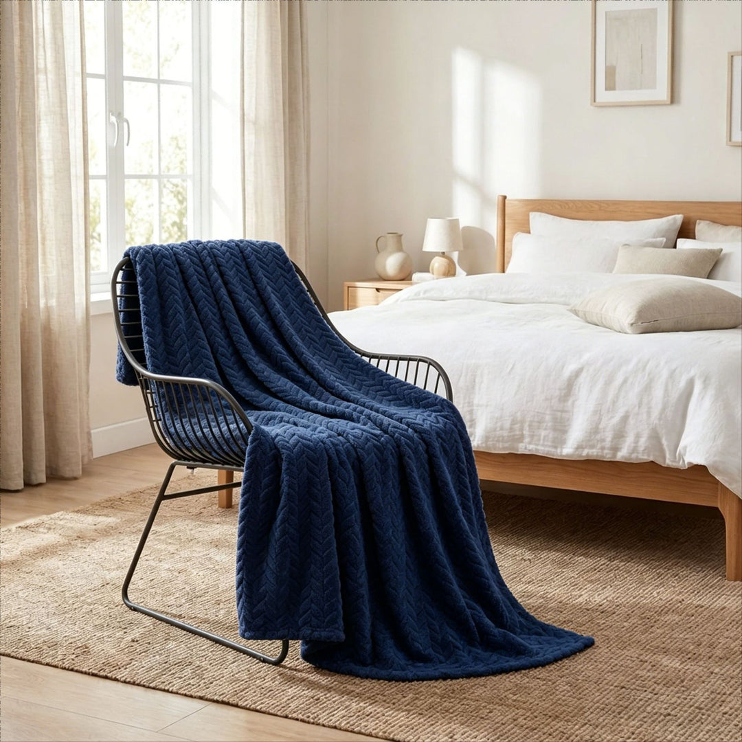 Chevron Patterned Plush Throw Blanket