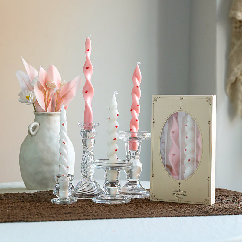 Pressed Crystal Glass Vintage-Style Single Taper Candlestick Holder