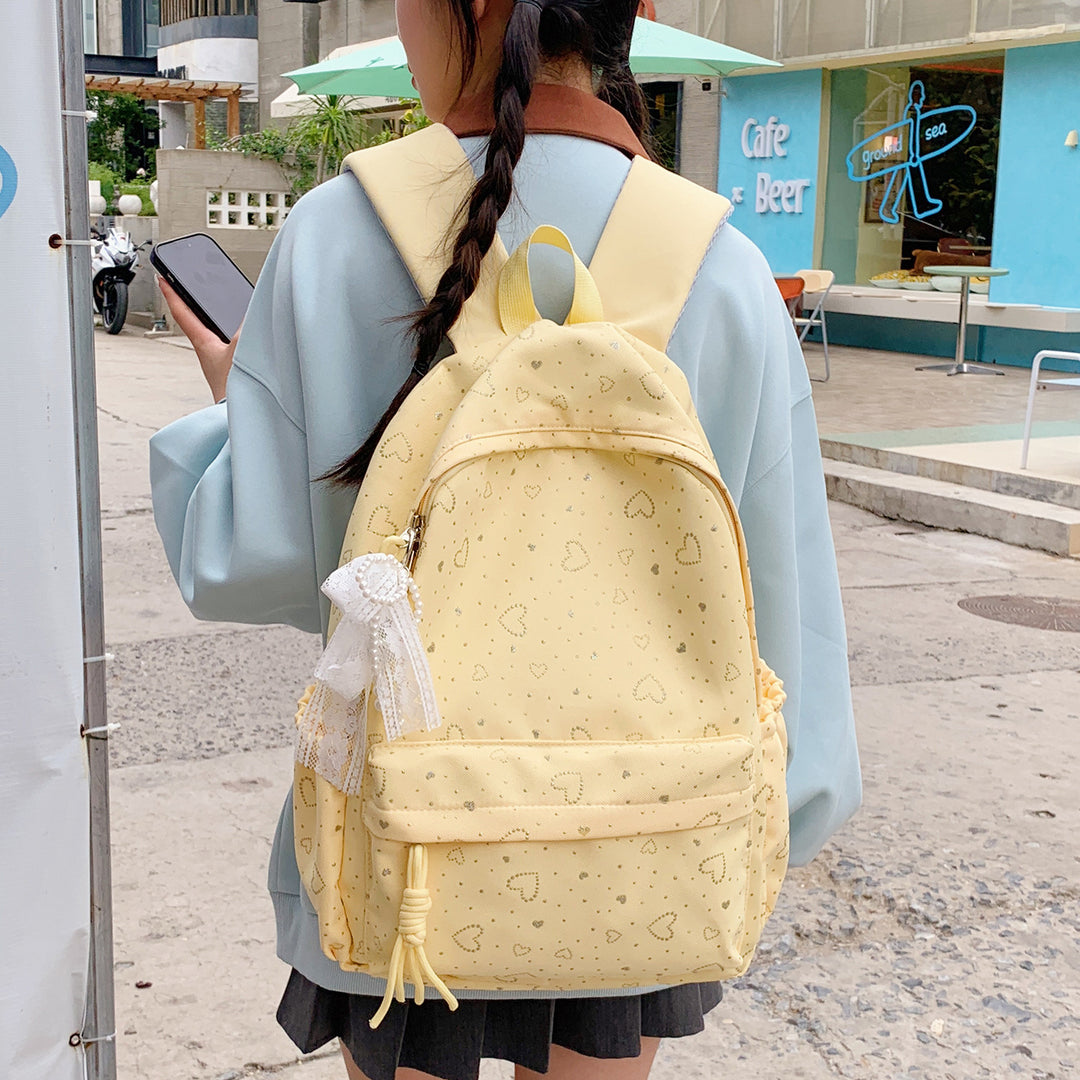 Heart-Patterned School Backpack Kalsten