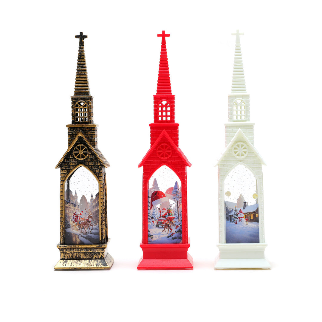 LED Decorative Christmas Village Church Figurine Kalsten