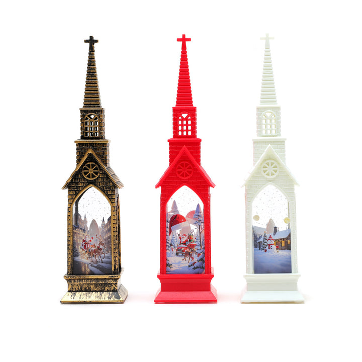 LED Decorative Christmas Village Church Figurine Kalsten