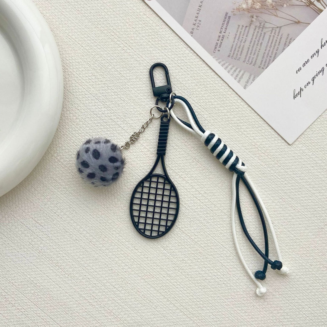 Tennis Racket and Fur Ball Keychain Kalsten