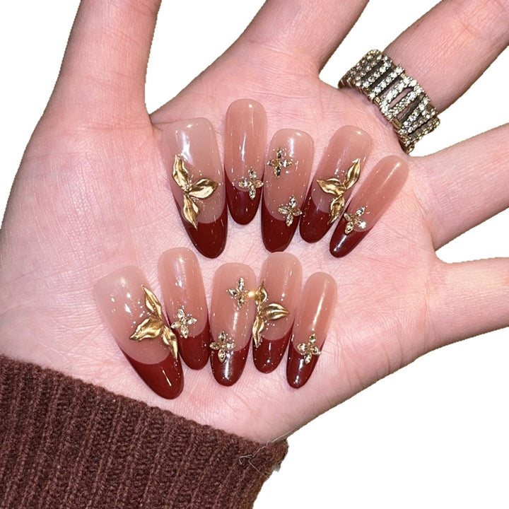 Artificial nails with luxurious flower and glitter elements Kalsten