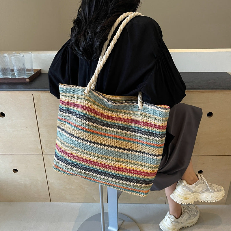 Spacious Striped Beach Tote Kalsten