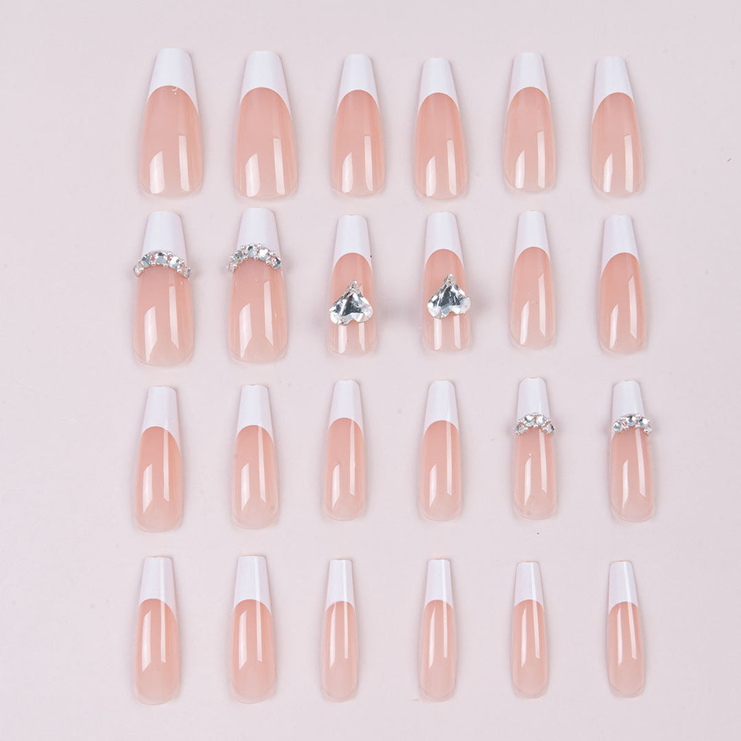 Decorative Stiletto Press-On Nails with Rhinestone Accents