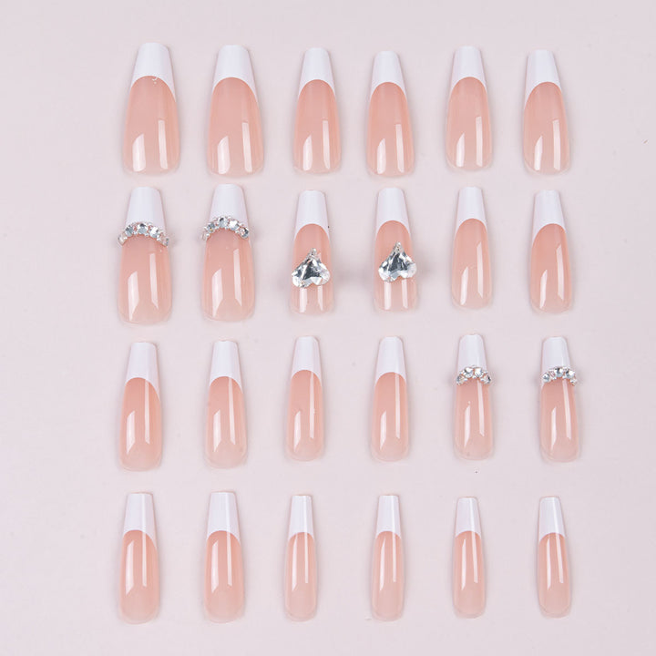 Decorative Stiletto Press-On Nails with Rhinestone Accents