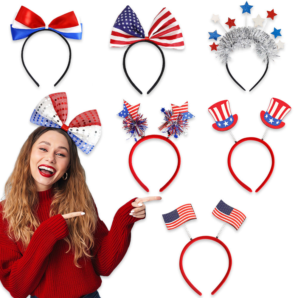 Unisex nan more patriotic festival headband with star and flag pom poms Kalsten