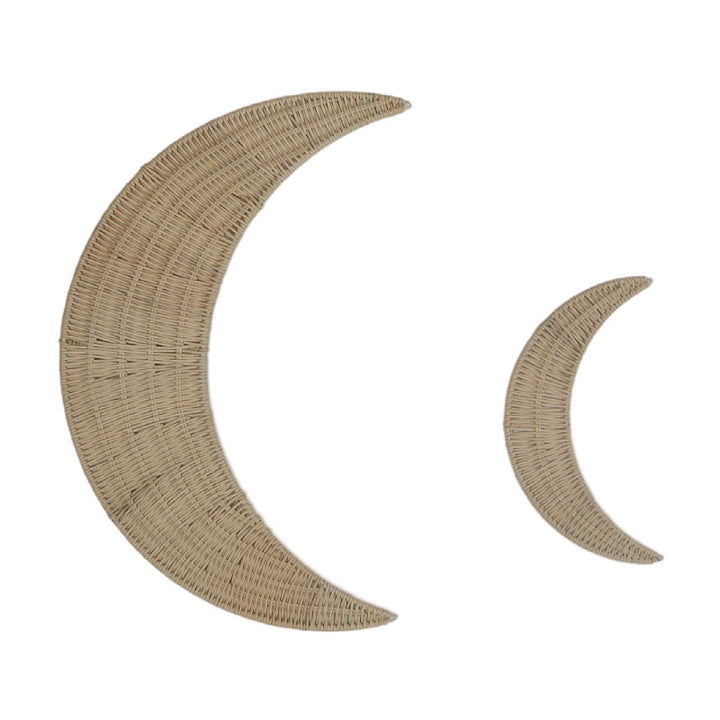 Wall decoration made of handwoven rattan in moon design Kalsten