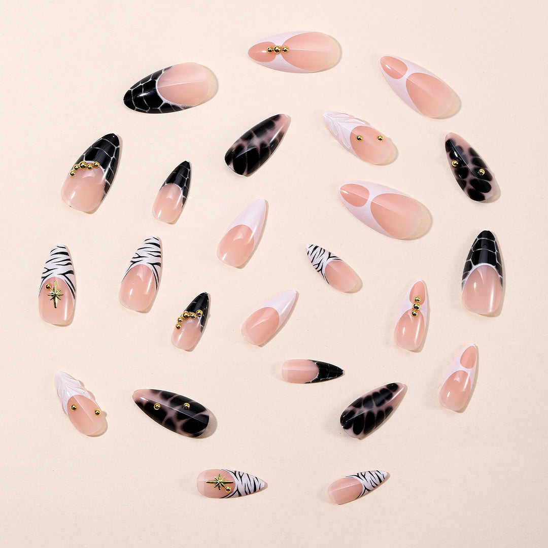 Elegant Stiletto Nail Art Extensions with Geometric Design Kalsten