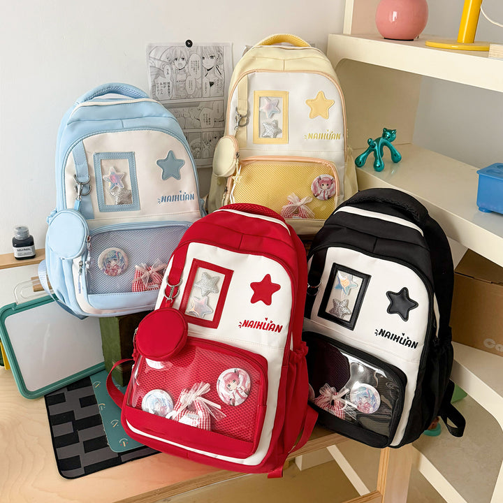 Stylish Star-Embellished School Backpack Kalsten 1791205030