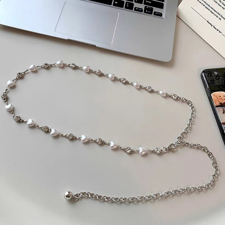 Elegant necklace with pearls and heart pendants Kalsten