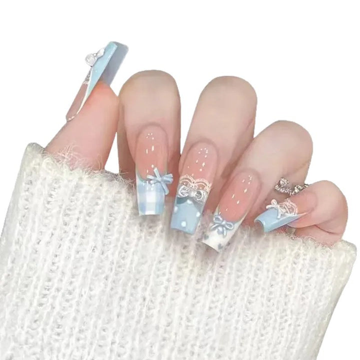 Decorative Press-On Nail Set with Bow and Butterfly Designs Kalsten