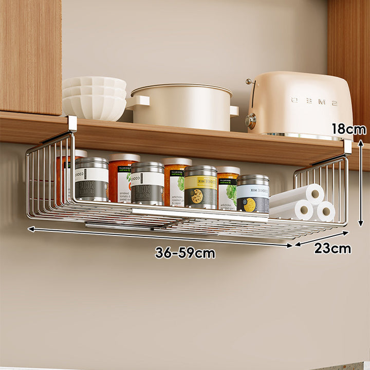 Adjustable Expandable Under-Shelf Pull-Out Sliding Storage Basket Organizer