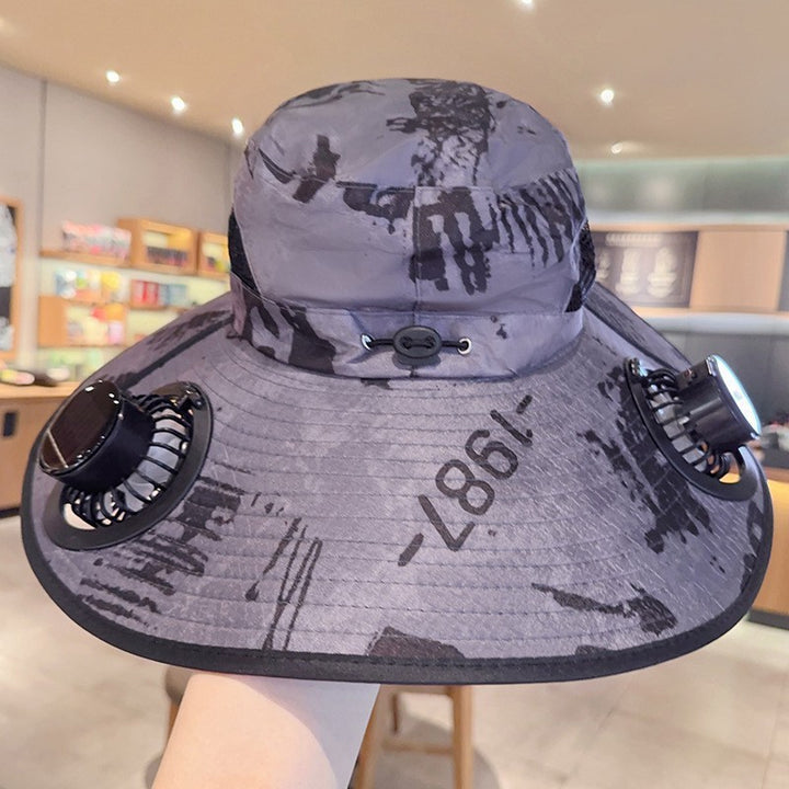 Sunscreen hat with dual USB fans, breathable mesh and adjustable chin strap Kalsten