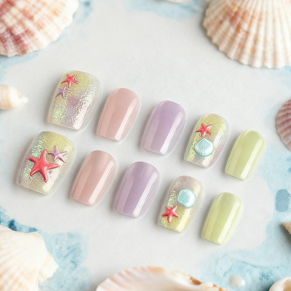 Artistic Beach-Inspired Press-On Nails Kalsten